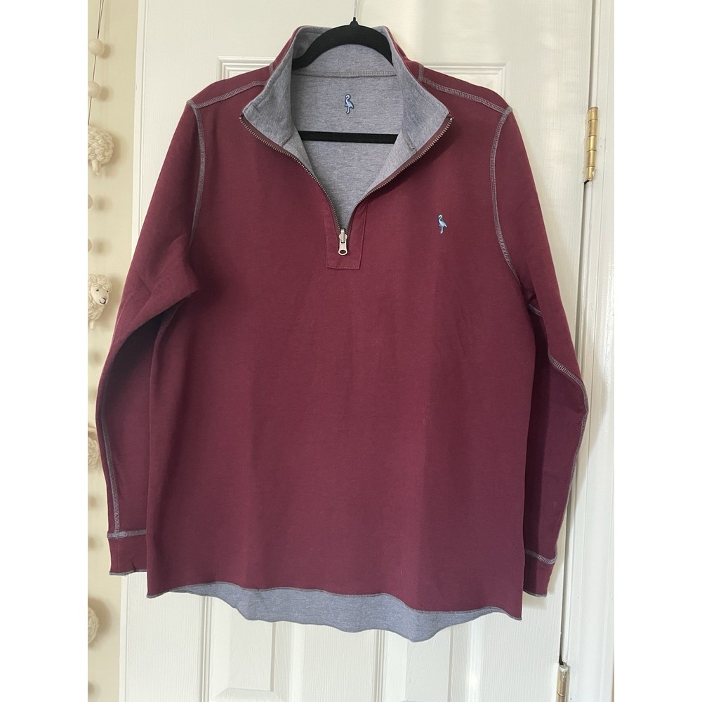 Tailorbyrd Sweater Mens Small Red Blue Reversible 1/4 Zip Pullover Preppy Golfer